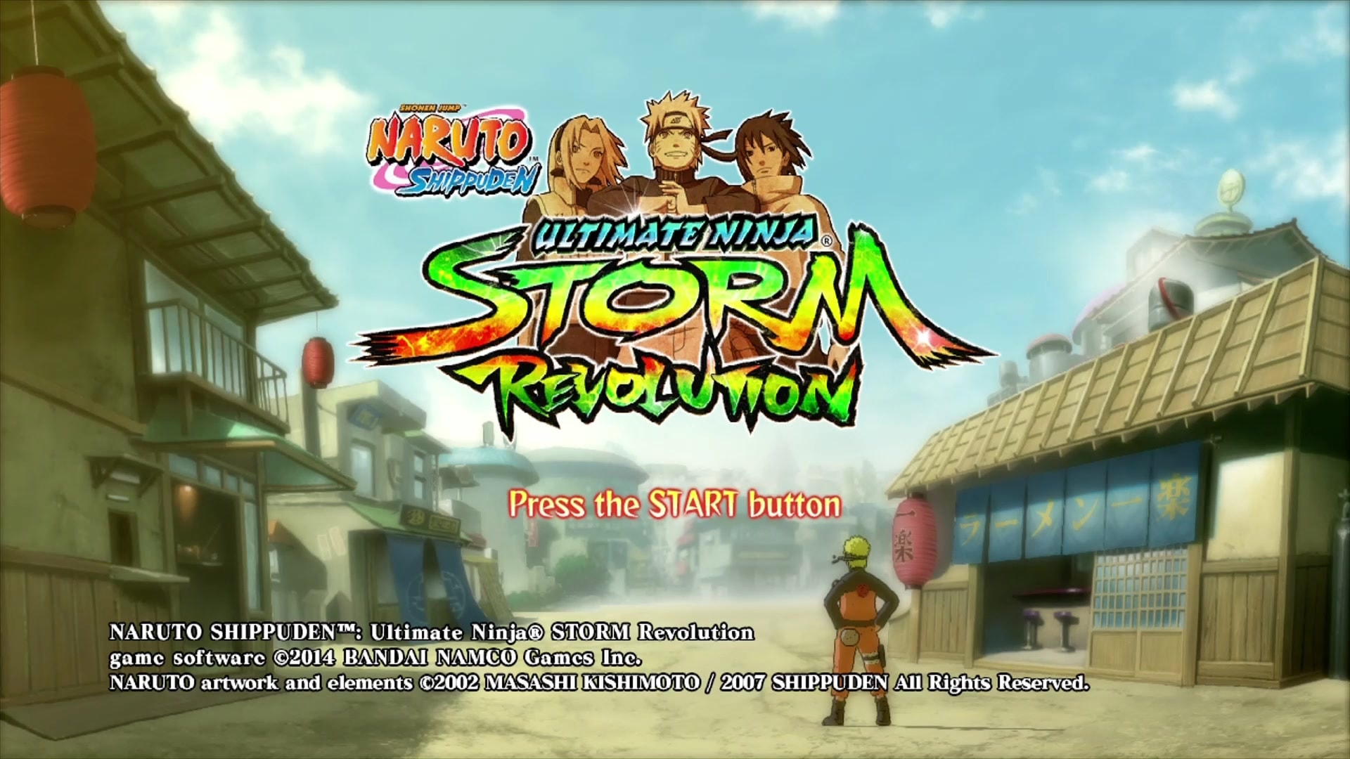Naruto Shippuden Ultimate Ninja Storm Revolution title screen for Xbox 360